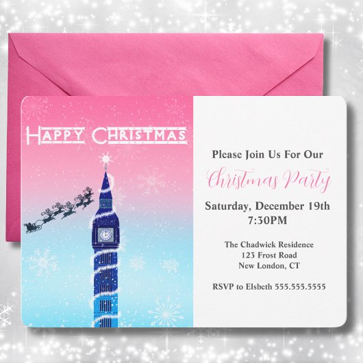 Invitation Joyeux Noël Big Ben avec Père Noël
