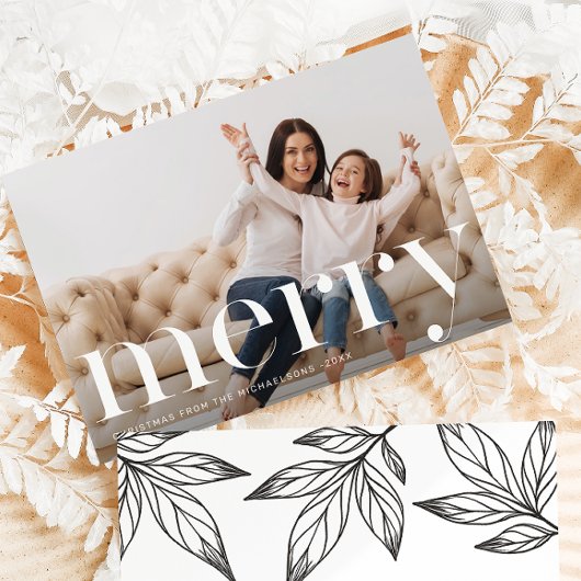 Invitation Joyeux Noël Black Botanique Photo