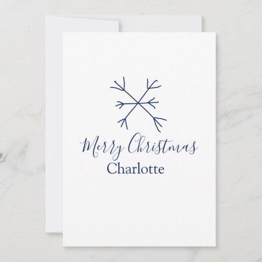 Invitation Joyeux Noël bleu flocons ajouter nom fêtes (Devant)