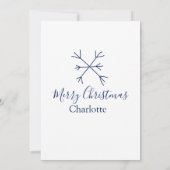 Invitation Joyeux Noël bleu flocons ajouter nom fêtes (Dos)