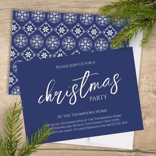 Invitation Joyeux Noël bleu marine Personnalisé