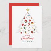 Invitation Joyeux Noël Bonne Année Joli Sapin de Noël (Devant / Derrière)