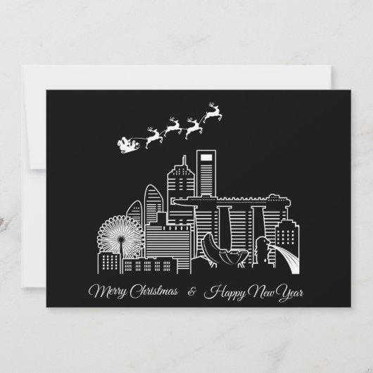 Invitation Joyeux Noël Bonne Année Singapour Ville (Devant)