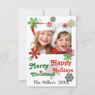 Invitation Joyeux Noël Bonnes Fêtes Paillettes Brillant 3x5