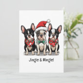 Invitation Joyeux Noël Boston Terrier Chiens (Debout devant)