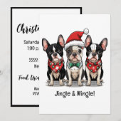 Invitation Joyeux Noël Boston Terrier Chiens (Devant / Derrière)