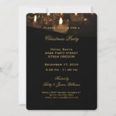 Invitation Joyeux Noël Bougie Lumières Black Gold Texte (Dos)