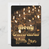 Invitation Joyeux Noël Bougie Lumières Black Gold Texte (Devant)