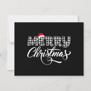 Invitation Joyeux Noël Buffalo carreaux noirs et blancs pour