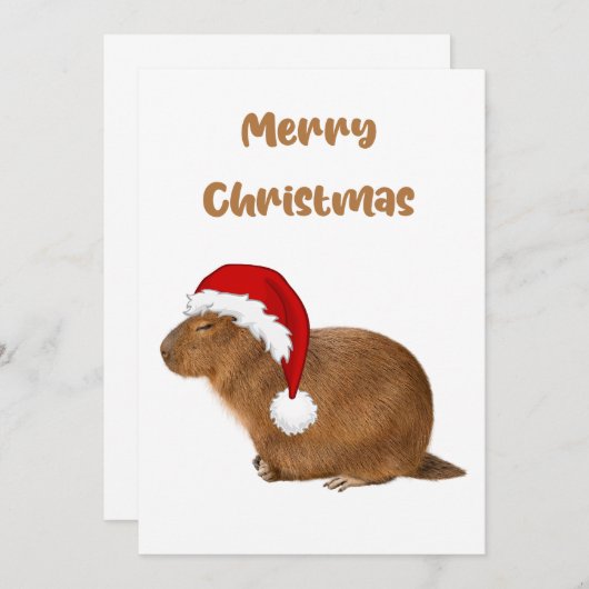 Invitation Joyeux Noël Capybara (Devant / Derrière)