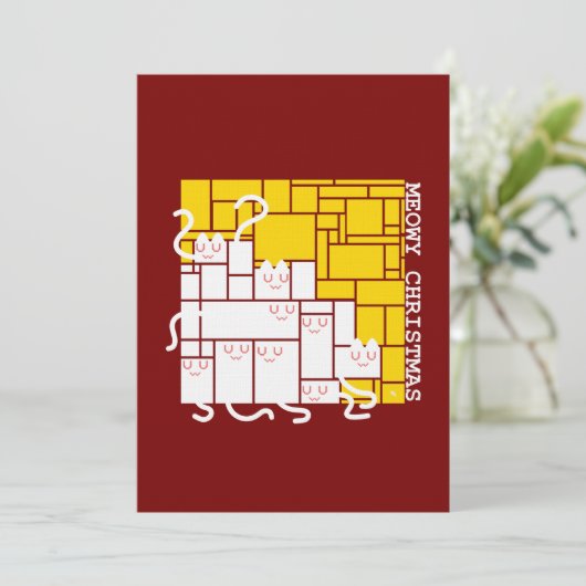 Invitation Joyeux Noël Carré aux Chats (Debout devant)