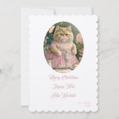 Invitation Joyeux Noël chat rose (Devant)