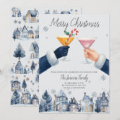 Invitation Joyeux Noël Cocktail salutation de fête (Devant / Derrière)