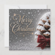Joyeux Noël Cône de Pin Recouvert de Neige