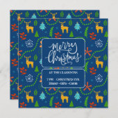 Invitation Joyeux Noël dans la forêt | Bleu (Devant / Derrière)
