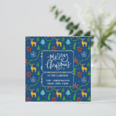 Invitation Joyeux Noël dans la forêt | Bleu (Debout devant)