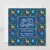 Invitation Joyeux Noël dans la forêt | Bleu (Devant)