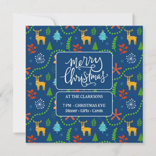 Invitation Joyeux Noël dans la forêt | Bleu (Devant)