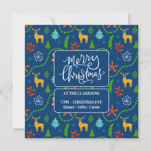 Invitation Joyeux Noël dans la forêt   Bleu