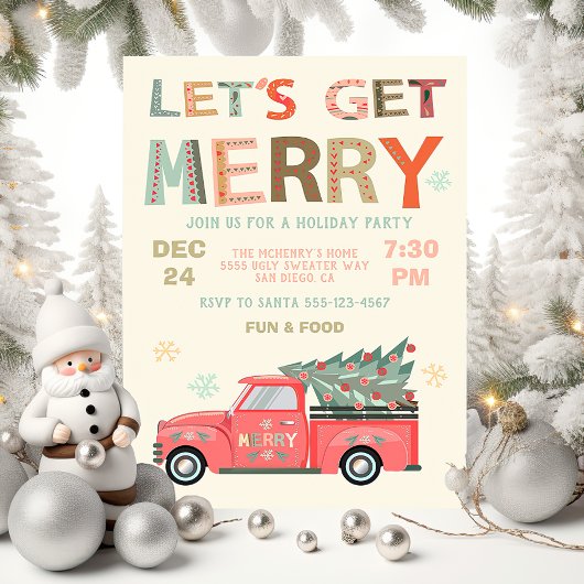 Invitation Joyeux Noël de Noël Camion Arbre