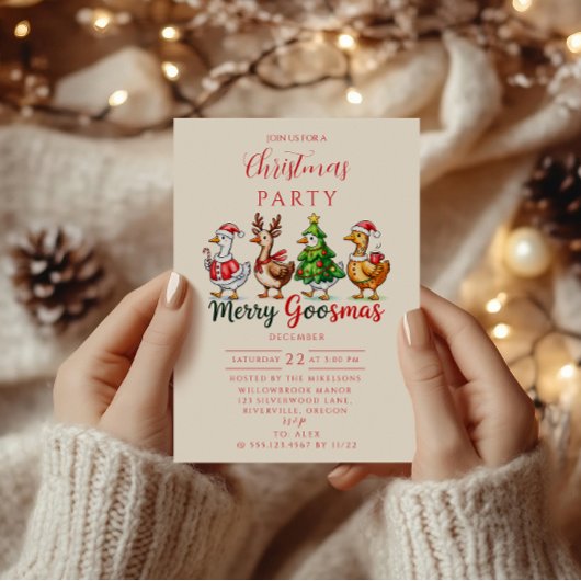 Invitation Joyeux Noël d'oies drôle