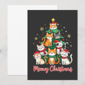 Invitation Joyeux Noël Drôle Catmas Kitten Xmas Tree (Devant / Derrière)
