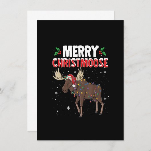 Invitation Joyeux Noël Drôle Noël Moose Père Noël Noël (Devant / Derrière)