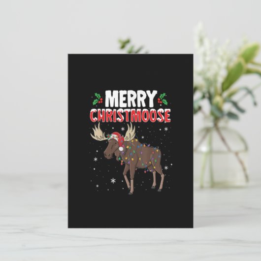 Invitation Joyeux Noël Drôle Noël Moose Père Noël Noël (Debout devant)