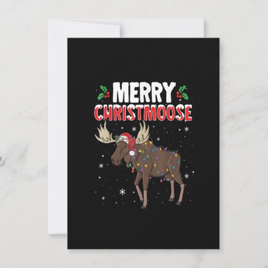 Invitation Joyeux Noël Drôle Noël Moose Père Noël Noël (Devant)