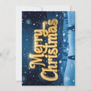 Invitation « Joyeux Noël » écriture dorée dans la neige