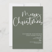 Invitation Joyeux Noël Écriture Moderne Vert Sauge (Devant)