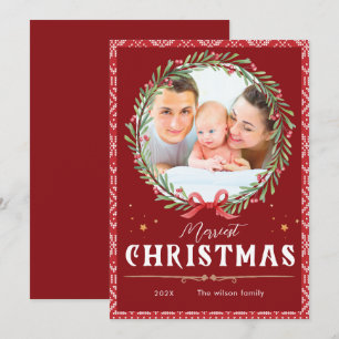 Invitation Joyeux Noël Élégant Script Photo Noël