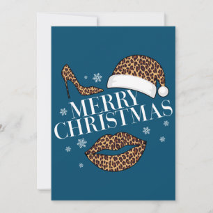 Invitation Joyeux Noël empreinte de léopard femmes