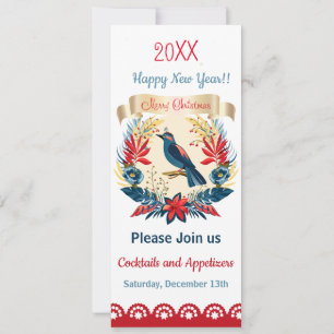 Invitation Joyeux Noël et Bonne Année ! 2027 Oiseau Bleu
