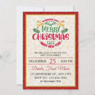Invitation Joyeux Noël et Bonne Année Élégant et Festif