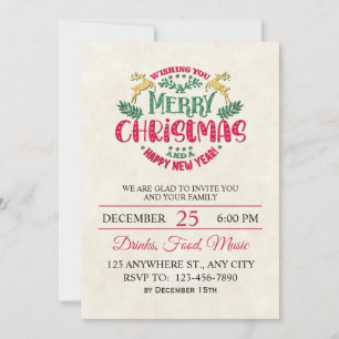 Invitation Joyeux Noël et Bonne Année Élégant et Festif