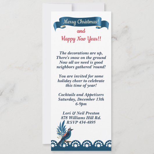 Invitation Joyeux Noël et Bonne Année ! Oiseau bleu 2025 (Dos)