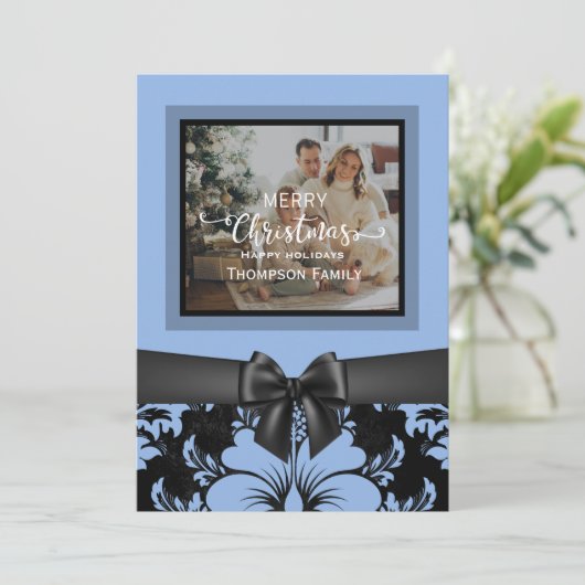 Invitation Joyeux Noël et joyeuses fêtes, arc noir (Debout devant)