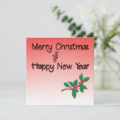 Invitation Joyeux Noël et Joyeux Nouvel An Holly (Debout devant)