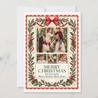 Invitation Joyeux Noël Famille Multi Collage de Photos Fêtes