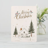 Invitation Joyeux Noël Farmhouse Winter Holiday Card. (Debout devant)