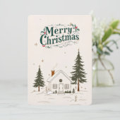 Invitation Joyeux Noël Farmhouse Winter Holiday Card. (Debout devant)