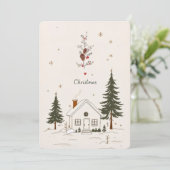 Invitation Joyeux Noël Farmhouse Winter Holiday Card. (Debout devant)