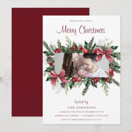Invitation Joyeux Noël Fête de la couronne photo (Devant / Derrière)