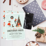 Invitation Joyeux Noël | Fête de Noël virtuelle<br><div class="desc">Une invitation virtuelle pour fêtes de Noël avec de jolies illustrations dessinées à la main qui dépeignent un thème de vacances moderne du milieu du siècle. Pleins de charme, ces créations évoquent une nostalgie festive. Ajoutez votre libellé personnalisé à cette conception à l'aide des cases "Modifier ce modèle de conception"...</div>
