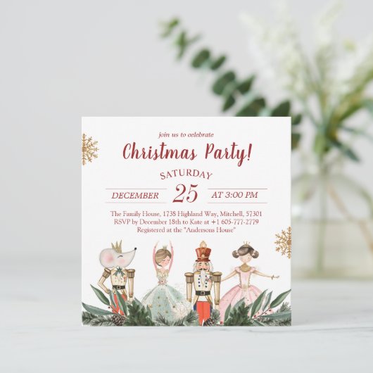 Invitation Joyeux Noël Fête Nutcracker Thème (Debout devant)