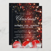 Invitation Joyeux Noël Fête Rouge Or Baubles (Devant / Derrière)