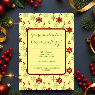 Invitation Joyeux Noël Fêtes Flocons de neige