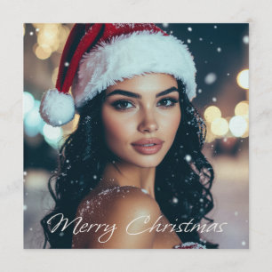 Invitation Joyeux Noël - Fille du Père Noël -