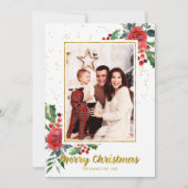 Invitation Joyeux Noël Fleurs rouges Fêtes Photo (Devant)